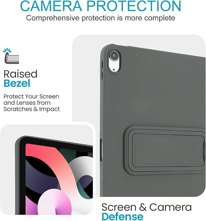 for iPad Air 11-inch M4/M3/M2 (2026/2025/2024) Case, Shockproof Protective Back Cover with Kickstand Slim Shell for Women Men, Gray