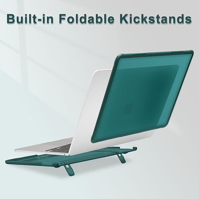MOSISO Compatible with MacBook Pro 13 inch Case M2 2026-2016 A2338 M1 A2251 A2289 A2159 A1989 A1708 A1706, Heavy Duty Plastic Hard Case with Kickstand&Keyboard Skin&Screen Film&Type C, Teal Green