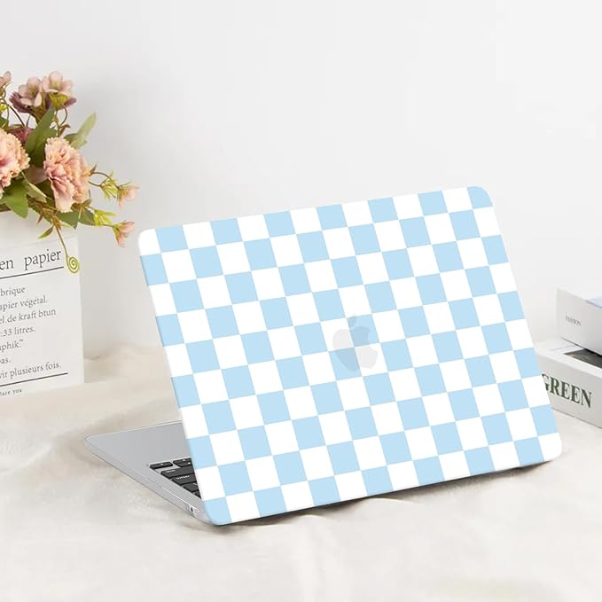 G JGOO Compatible with MacBook Air 13 inch Case 2026 2025-2022 M5 A3449 M4 A3240 M3 A3113 M2 A2681, Plastic Hard Shell for MacBook Air 13.6 inch Case +Keyboard Cover +Screen Protector, Blue Checkered