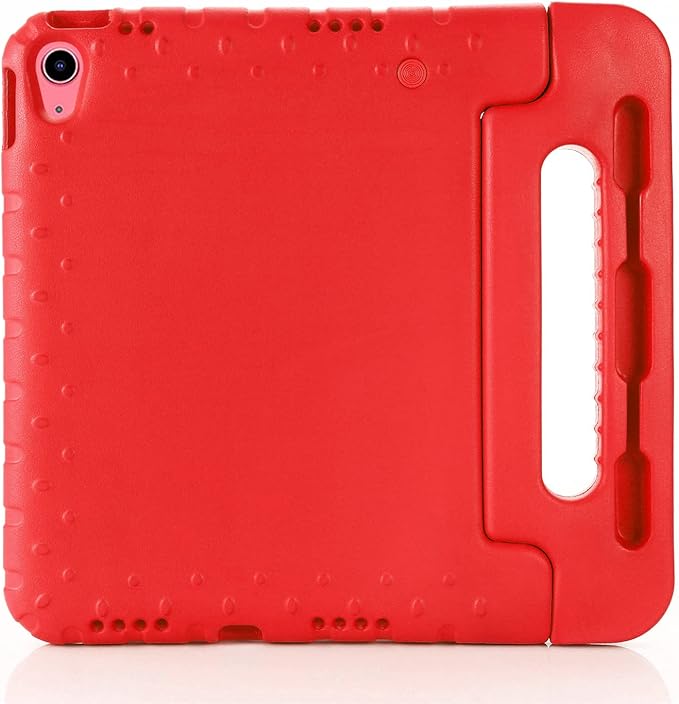 Kids Case for iPad 10th Generation (2022), iPad 11" A16 2025 Case with Pencil Holder, Techcircle Handle Stand Lightweight EVA Foam Bumper Protective Rugged Drop Protection Child Proof Cover, Red