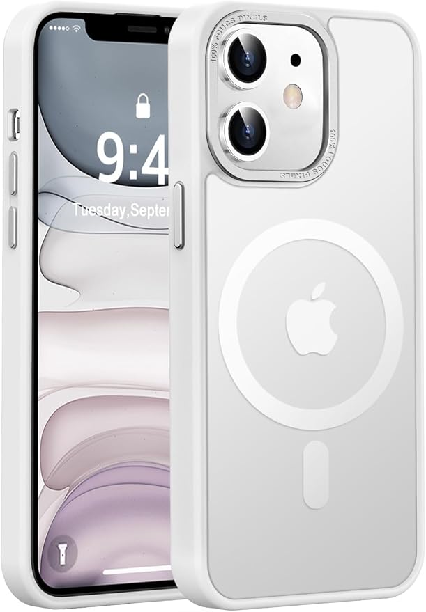 Newfuture Designed for iPhone 11 Case with Strong Magnetic [13 FT Military Drop Protection] [Compatible with Magsafe] Slim Translucent Matte Shockproof with Anti-Fingerprint Phone Case, Frosted White