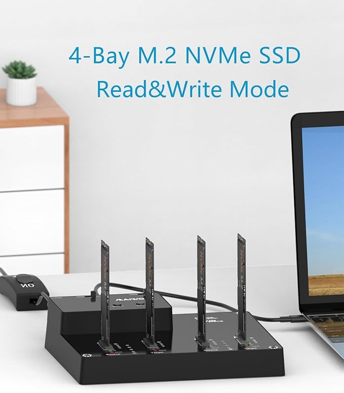 MAIWO 4 Bay M.2 NVME Docking Station, Tool-Free Type- C to NVME SSD Enclosure, Support Offline Clone duplicator and System Disk Clone Function (K3015P2)