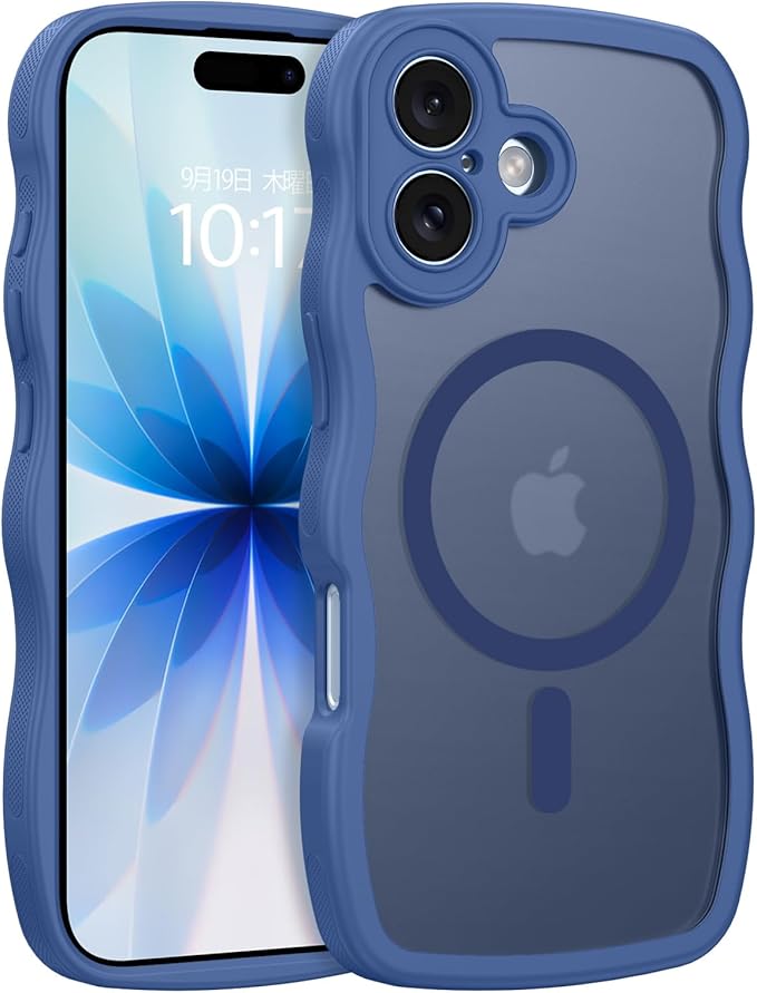 BENTOBEN Magnetic for iPhone 17 Case, Cute Wavy Full Camera Protection [Compatible with MagSafe] Translucent Matte Anti-Slip Bumper Women Girls Boys Protective Cover for 17 6.3", Sierra Blue