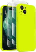 FireNova Designed for iPhone 15 Case, Silicone Upgraded [Camera Protection] Phone Case, Soft Anti-Scratch Microfiber Lining Inside, 6.1 inch, Fluorescent Green