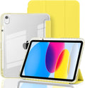 Case for iPad A16 11th Generation 11" 2025, iPad 10th Generation 10.9 Inch 2022, Hybrid Protective Cover with Pencil Holder, Clear Transparent Back Shell Anti-Yellowing Case, Yellow