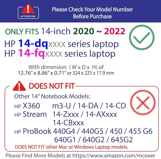 mCover Case Only Compatible for 2020~2022 14" HP 14-DQxxxx / 14-FQxxxx Series Windows PC (NOT Compatible with Any Other HP Models) - Orange