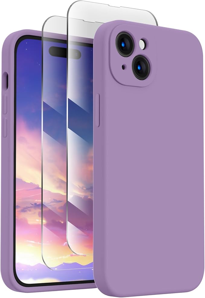 FireNova Designed for iPhone 15 Case, Silicone Upgraded [Camera Protection] Phone Case, Soft Anti-Scratch Microfiber Lining Inside, 6.1 inch, Light Purple