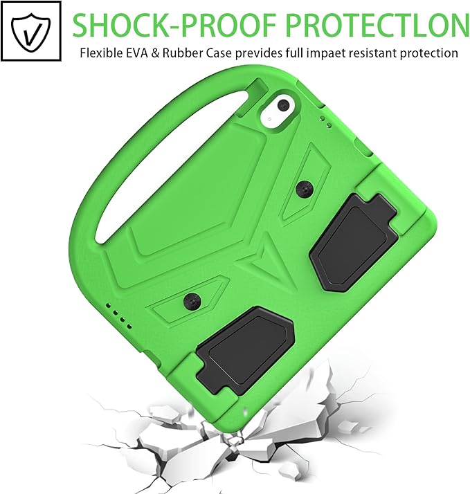 Dteck for iPad 10th Generation Case Kids 10.9 Inch 2022, Durable Lightweight Shockproof Protective Handle Stand EVA Foam Boys Girls Kids Proof Case for iPad 10th Generation 10.9 Inch 2022,Green