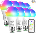 MELPO Smart RGB Light Bulbs Work with Alexa, 12W(130W Equivalent), 2700K-6000K，A19 E26 Bluetooth Color Changing Light Bulb, 16 Million Colors-DIY Flash/Fade - Timing-DIY Scenes- Music Sync (8 Pack)