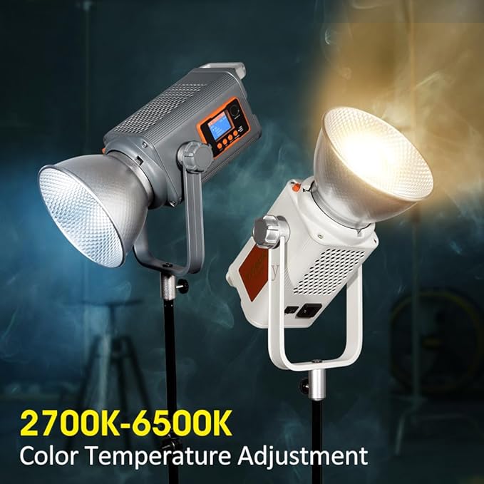 300W Bi-Color LED Spotlight-2700K-6500K Adjustable CRI 96,DMX/App Control,Led Video Light Bowens Mount for Photography/Videography/YouTube/TikTok Content Creation & Live Streaming (Silver)