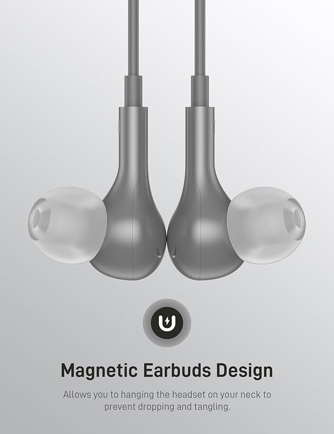 iMangoo for Apple USB C Wired Headphones, Hi-Fi Sound Corded Earbuds, Ergonomic Small in Ear Buds for iPhone 17 Pro Max/17e/16 Plus/16e/15, for Samsung S26/S25 Ultra/for Pixel Type C Earphones Grey