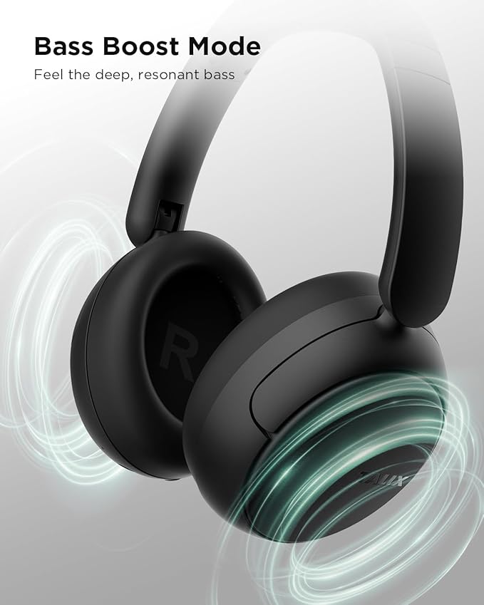 TALIX H30 Hybrid Active Noise Cancelling Headphones, 110H Playtime Hi-Res Audio Bluetooth 6.0 Wireless Over Ear ANC Headphones for Commute/Workout/Gym (Black)