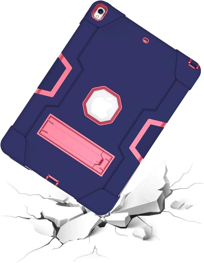 3 in 1 Hybrid Case for iPad Air 3 10.5" & iPad Pro 10.5" - Heavy Duty Rugged Stand, Shockproof, Anti-Slip, Anti-Scratch, Blue/Rose Red