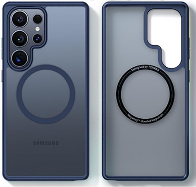 TORRAS for Samsung Galaxy S25 Ultra Case, Fit for MagSafe, 4X Military Grade Protection, Translucent Slim Magnetic Shockproof TPU/PC Case for Samsung S25 Ultra Case, Navy Blue