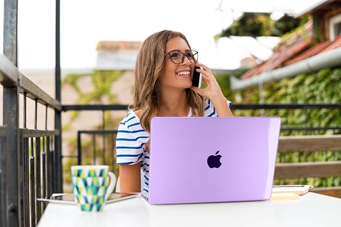 Teryeefi MacBook Air 13.6 Inch Case 2022 2024 2025 2026 Model A2681/A3113/A3240/A3449 with M2 M3 M4 M5 Chip, Hard Shell Cover with Keyboard Cover & USB 3.0 Adapter, Crystal Purple