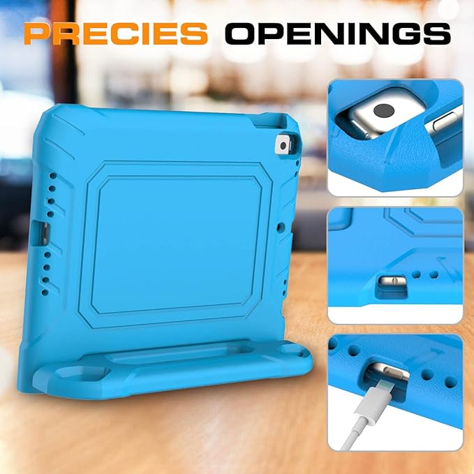 Kids Case for iPad 9th/8th/7th Generation 10.2 Inch 2021/2020/2019, Case for iPad Air 3rd Gen/Pro 10.5 Inch, Durable Shockproof Cover with Screen Protector for iPad 10.2 & 10.5, Blue