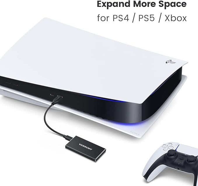 Vansuny 500GB Portable External SSD, USB 3.1 Gen2 450MB/s High-Speed Data Transfer, Metal USB C Mini Portable External Solid State Drive for PC, Laptop, Phones and More