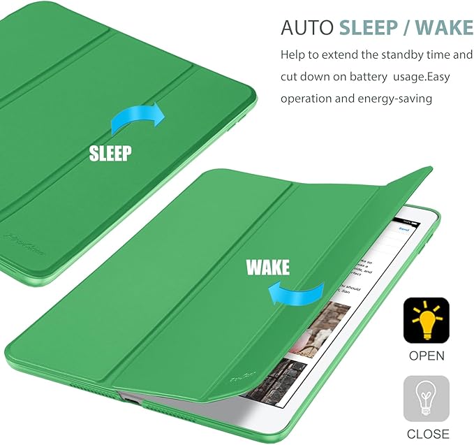 ProCase Smart Case for iPad 9.7 Inch iPad 6th/5th Generation 2018 2017(Model: A1893 A1954 A1822 A1823), Ultra Slim Lightweight Stand Cover with Translucent Frosted Back -Green