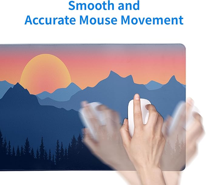 Japanese Mountain Landscape Gaming Mouse Pad Extended Large Mousepad with Nonslip Rubber Base Stitched Edges Laptop Computer Keyboard Desk Mat for Office Home and Game