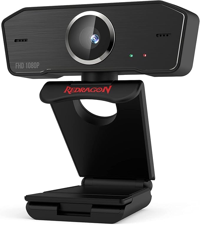 Redragon GW800 1080P PC Webcam with Built-in Dual Microphone, 360° Rotation - 2.0 USB Computer Web Camera - 30 FPS for Online Courses, Video Conferencing and Streaming