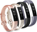 Tobfit 4 Pack Bands Compatible with Fitbit Alta/Alta HR Bands, Soft Sport Silicone Replacement Wristbands for Women Men (Small, Black/Champagne Gold/Rose Gold/Gray)