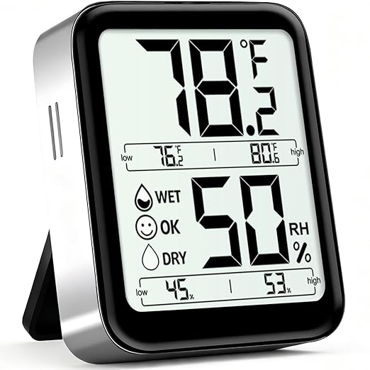 Antonki Room Thermometer Indoor Hygrometer Digital Temperature and Humidity Sensor Meter Humidity Monitor with Max/Min Records - AAA Battery Included