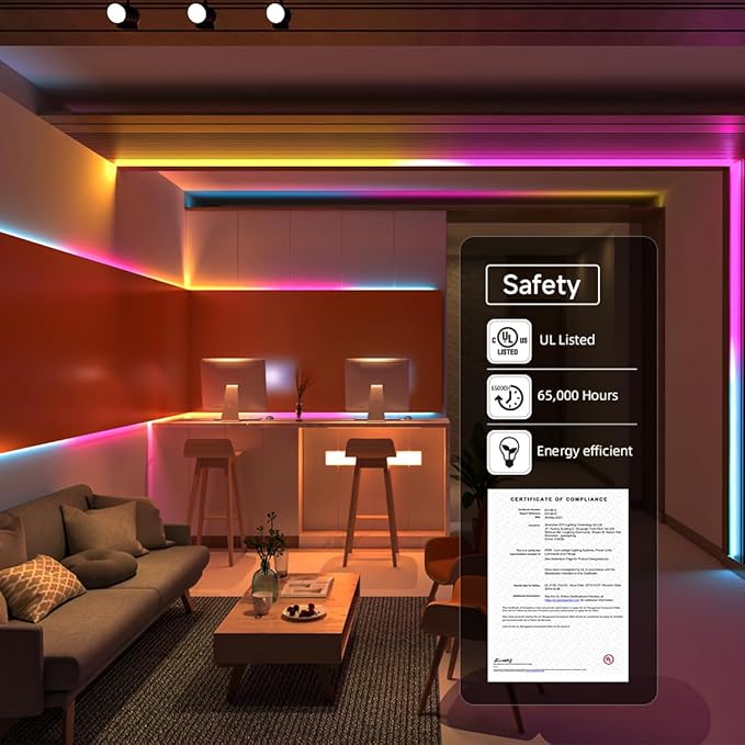 BTF-LIGHTING UL Listed WS2811 IC=RGB+IC Addressable Color RGB LED Strip,16.4FT 30LED/m 10Pixels/m,IP67 White PCB Flexible DC12V Chasing Effect for Indoor Home Decor(No Adapter or Controller)
