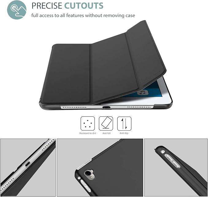 ProCase Smart Case for iPad Pro 9.7 Inch 2016, Ultra Slim Lightweight Stand Smart Case Shell with Translucent Frosted Back Cover for iPad Pro 9.7 Inch (A1673 A1674 A1675) -Black