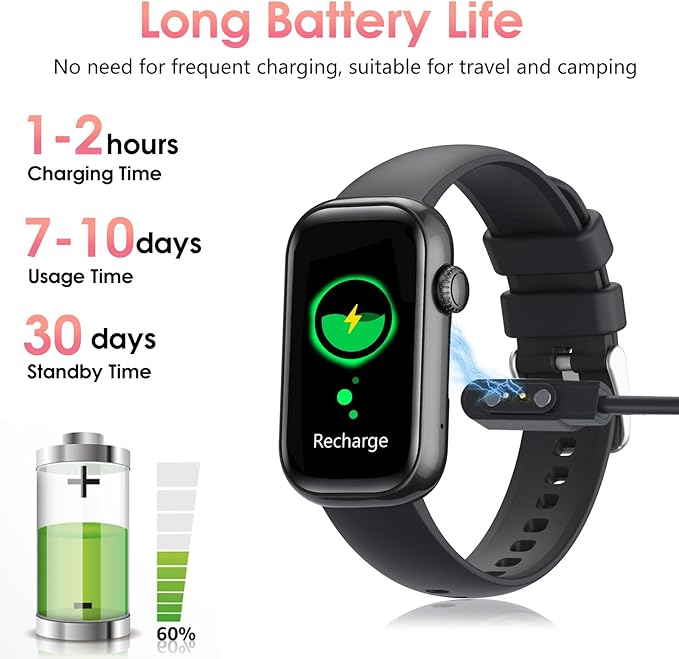 Fitness Tracker, Smart Watch with 24/7 Dynamic Heart Rate Blood Oxygen Monitoring Sleep Tracker Answer / Make Call 24 Sports Modes Pedometer IP68 Waterproof Step Calorie Counter for Women Men (Black)