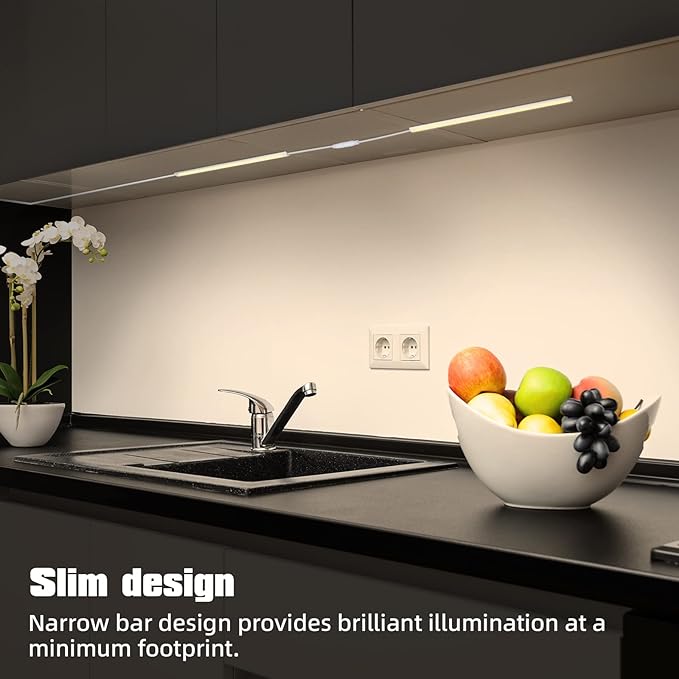 LED Under Cabinet Lighting, 2pcs x 12 Inch Dimmable, USB Plug-in Under Counter Lights with Memory Function, Natural White 4000K