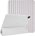 Lovmooful Compatible for iPad Pro 12.9-Inch 2022/2021/2020/2018 (6th/5th/4th/3rd Generation) Case with Pencil Holder Cute Striped with Aesthetic Design Soft TPU Trifold Stand Protective-Apricot
