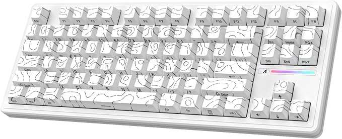 FELICON Attack Shark M87 PRO Wireless Mechanical Gaming Keyboard – 87-Key Tri-Mode (Bluetooth 5.0/2.4Ghz/USB-C), Hot-Swappable Linear Switch, RGB Backlit, 5000mAh Battery – White Contour