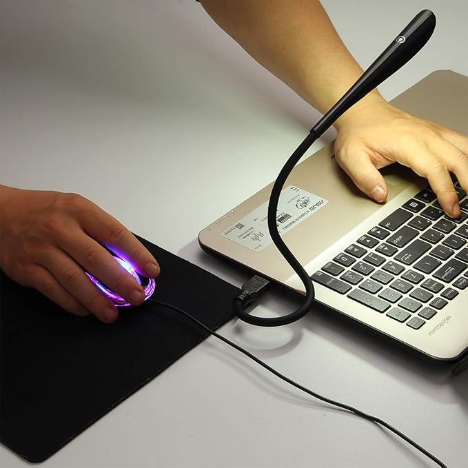 SOON GO Mini Mouse Pad Kids Mice for Laptop USB LED Light 3 in 1 Gift Combo Mouse Pad Non-Slip Rubber Base USB Reading Lamp with Dimmable Touch Switch and Flexible Gooseneck for Laptop Home Office