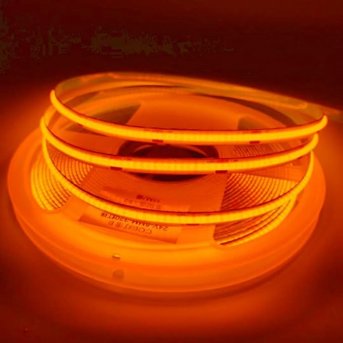 16.4FT5M COB Flexible LED Strip Light DC12V24V 528ledsm Bendable Tape (24V, Orange)