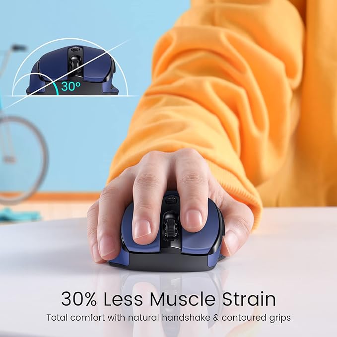 HOTWEEMS Wireless Mouse, D-09 Computer Mouse USB Cordless Mice for Laptop, Ergo Grips, Lightspeed 5-Level 2400 DPI, 16 Months Battery, Portable for PC Mac Chromebook (Sapphire Blue, 1 Pack)