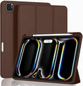 ZryXal New iPad Pro 13 Inch Case (M5) 2025 / (M4) 2024 with Pencil Holder, Smart iPad Case [Support Pencil Pro and Pencil (USB-C)], Support Touch ID and Auto Wake/Sleep (New Chocolate)