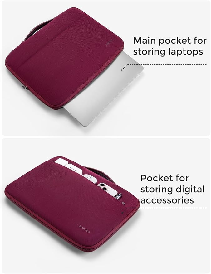 DOMISO 16 inch Laptop Sleeve Protective Case Cover Compatible with 16 16+ inch HP Dell ASUS Lenovo Chromebook,Waterproof Computer Cases Bag with Handle,Wine