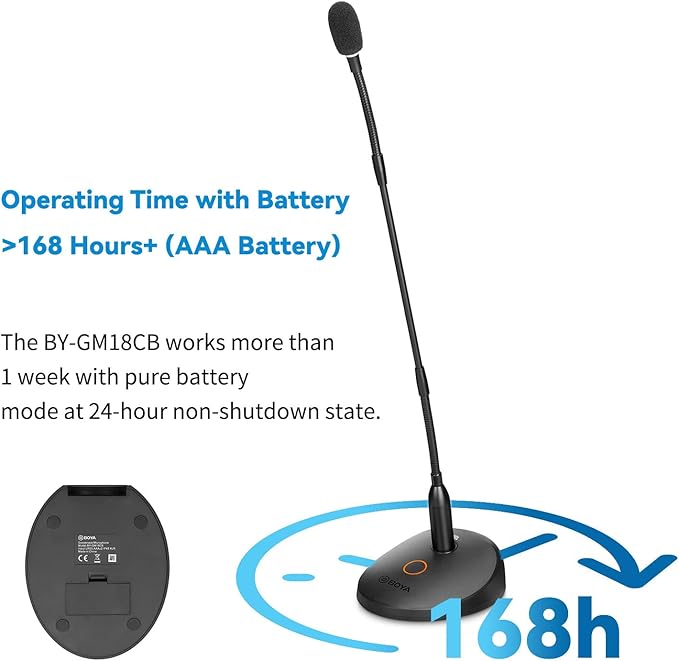 BOYA 18" Gooseneck Condenser Microphone with Desktop Base, LED Indicator - Podium Microphone for Conference Meeting Video Live Streaming Lecture Speech Podcast (XLR Interface BY-GM18CB)
