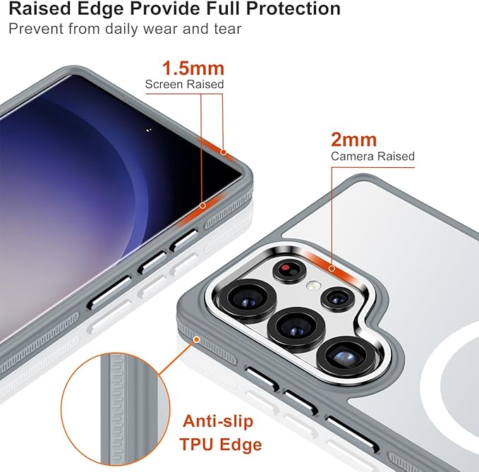 MALEWOLF Kickstand for Samsung Galaxy S25 Ultra Case Fits for MagSafe, Shockproof Anti-Slip Protective Cover, Ultra Slim Translucent Matte Phone Case for Galaxy S25 Ultra (Grey/White)