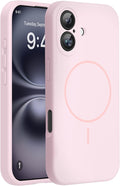 Miracase Magnetic for iPhone 16 Plus Case, [Soft Anti-Scratch Microfiber Lining], Compatible with MagSafe, Liquid Silicone Shockproof Drop Protection Phone Case for 16 Plus,Sand Pink