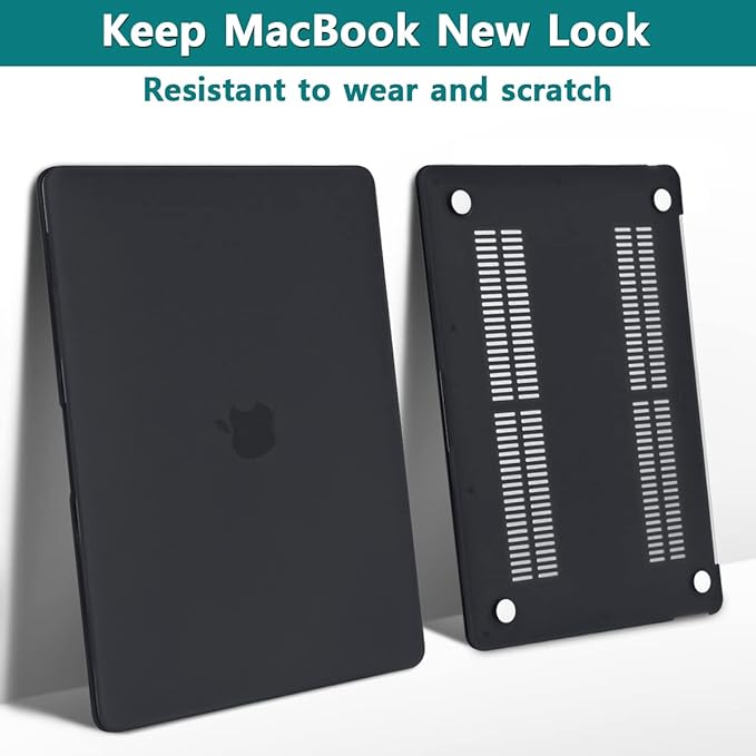 Teryeefi for MacBook Pro 13 inch Case A2338 M1 M2 A2251 A2251 A2159 A1989 A1706 (2016-2022) Frosted Hard Shell Case & Keyboard Cover & Screen Protector for MacBook Pro 13 Retina with Touch ID, Black