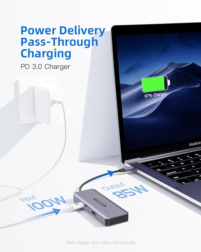 FORIDA USB C Hub, 7 Ports USB-C MultiPort Adapter for MacBook Pro/Air, Type C to 4K HDMI Extender, 1 USB 3.2 Up to 10Gbps, 2 USB 2.0, 100W PD, SD/TF for iPhone 15/16 and More USBC Devices