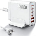 200W USB C Fast Charger, GaN Ⅲ PD 100W Charging Station, Upgraded 6-Port USB-C Fast Charging, Adapter for iPad iPhone 17 16 15 14 12, MacBook Pro, Samsung Galaxy