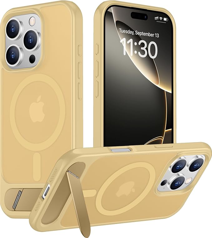 Magnetic Compatible with iPhone 16 Pro Max Case, [Built-in Invisible Kickstand][Compatible with MagSafe][Military Grade Shockproof] Slim Translucent Matte Phone Case for iPhone 16 Pro Max 6.9"