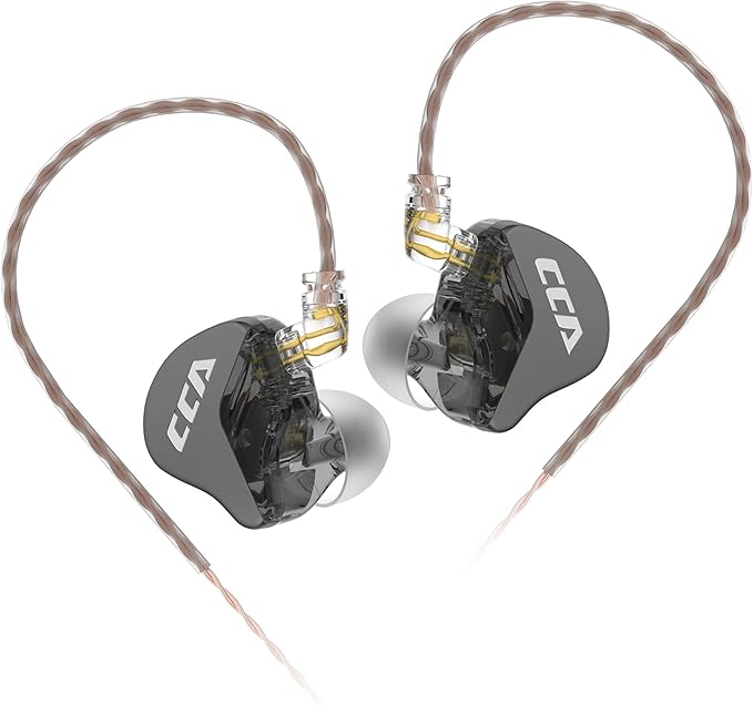 CCA CRA in Ear Monitor, Ultra-Thin Diaphragm Dynamic Driver IEM Earphones, Clear Sound & Deep Bass in Ear Headphones, Wired Gaming Earbuds with 2 Pin Detachable Cable for Singer Musicians Drummers