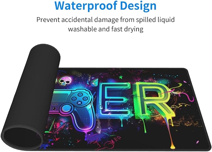 Mouse Pad Gaming - Large Mouse Pad for Desk with Waterproof Surface & Durable Design Desk Mat for Desktop & Office Accessories (Gamer)