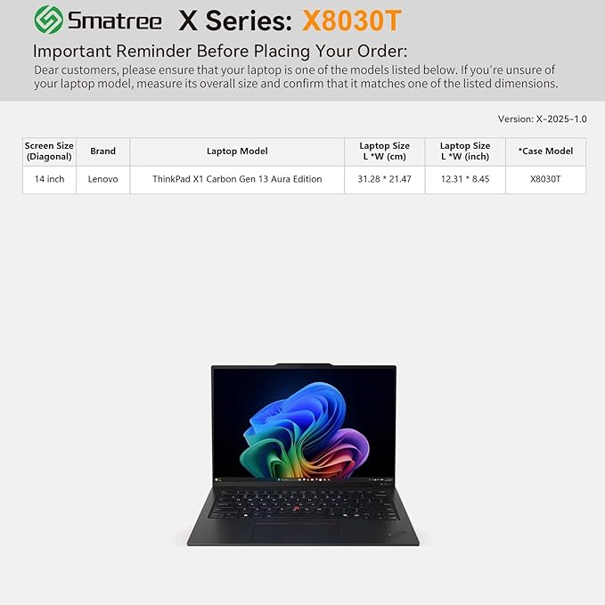 Smatree Hard EVA Protective Case Compatible for 14 inch Precision 5470, for 12.5 inch Latitude E7270 Water-Proof Laptop, for 14 inch Lenovo ThinkPad X1 Carbon Gen 13 Case (X8030T)