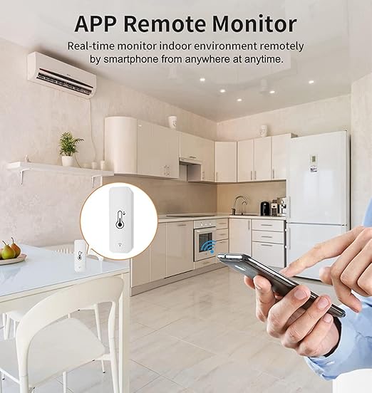 WiFi Humidity Temperature Monitor: Smart Hygrometer Thermometer for Remote Monitor and Alert, High Precision Indoor Thermometer with TUYA App, No Hub Required, Compatible with Alexa (4-Pack)