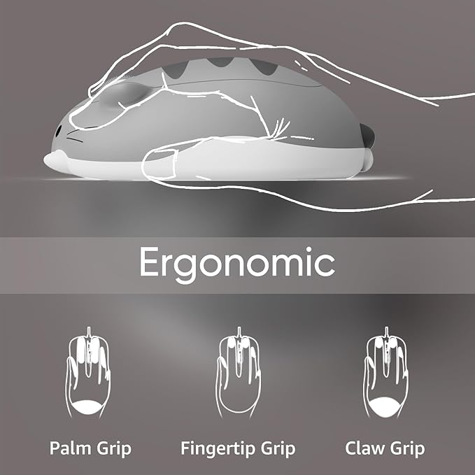Akko Cat Theme Wireless Gaming Mouse Gray, Tri-Mode Mouse BT3.0/BT5.0/2.4G, Cute Optical Cordless Cartoon Mice for Computer/Laptop/Desktop/PC, Compatible with Mac/Win Gray Mimo