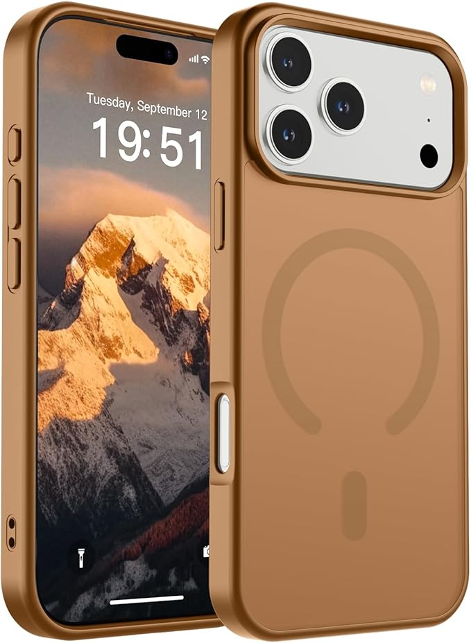 SUPFINE Magnetic for iPhone 17 Pro Max Case (Compatible with MagSafe)(Military Grade Drop Protection) Translucent Matte Shockproof with Anti-Fingerprint Phone Cover,Brown